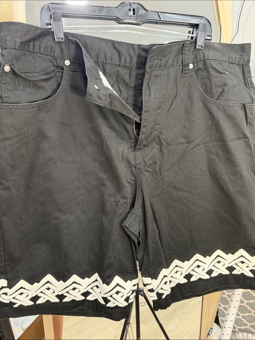 Eighty Eight Black Men’s Shorts with White Celtic Hem
